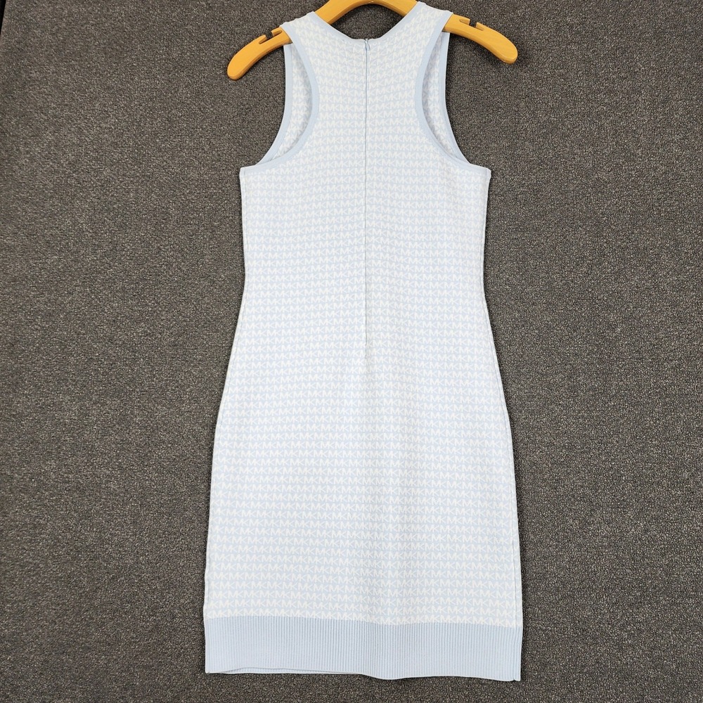 Michael Kors Pastel Blue MK Logo Monogram Knit Tank Dress JU2807G4GH Size S NEW - Picture 7 of 12